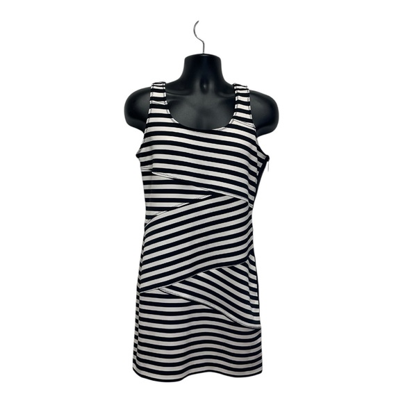 Michael Kors Black White Striped Bodycon Mini Dress Size 10 - Picture 1 of 11